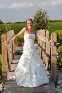 Strapless gown in white Sheffield wedding photographer