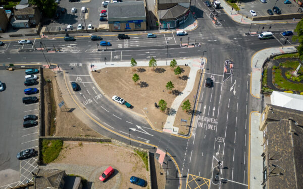 Drone video of improvements to road system at Greengates Junction, Bradford